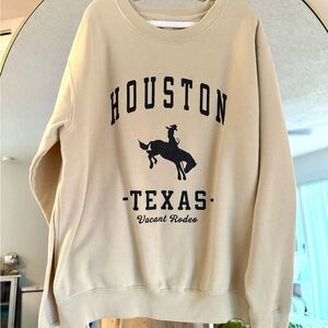 Houston Texas Vacant Rodeo Beige Crewneck Sweater